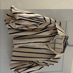 SHEIN Beige and Black Striped Long Sleeve Blouse